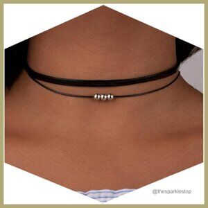 Adjustable Layered Velvet Leather Lace Collar Necklace, Goth Jewelry